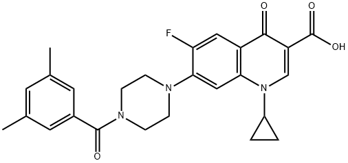3-Quinolinecarboxylic acid, 1-cyclopropyl-7-[4-(3,5-diMethylbenzoyl)-1-piperazinyl]-6-fluoro-1,4-dihydro-4-oxo- 化学構造式