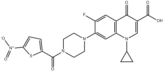 3-Quinolinecarboxylic acid, 1-cyclopropyl-6-fluoro-1,4-dihydro-7-[4-[(5-nitro-2-thienyl)carbonyl]-1-piperazinyl]-4-oxo- Structure