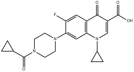 3-Quinolinecarboxylic acid, 1-cyclopropyl-7-[4-(cyclopropylcarbonyl)-1-piperazinyl]-6-fluoro-1,4-dihydro-4-oxo- 化学構造式