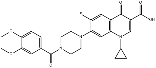 3-Quinolinecarboxylic acid, 1-cyclopropyl-7-[4-(3,4-diMethoxybenzoyl)-1-piperazinyl]-6-fluoro-1,4-dihydro-4-oxo- Structure