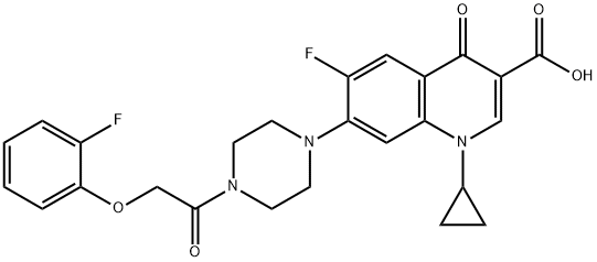 3-Quinolinecarboxylic acid, 1-cyclopropyl-6-fluoro-7-[4-[2-(2-fluorophenoxy)acetyl]-1-piperazinyl]-1,4-dihydro-4-oxo- 化学構造式