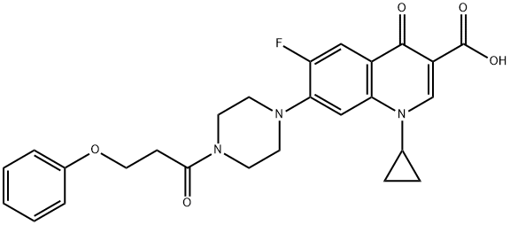 3-Quinolinecarboxylic acid, 1-cyclopropyl-6-fluoro-1,4-dihydro-4-oxo-7-[4-(1-oxo-3-phenoxypropyl)-1-piperazinyl]- 化学構造式