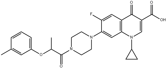 3-Quinolinecarboxylic acid, 1-cyclopropyl-6-fluoro-1,4-dihydro-7-[4-[2-(3-Methylphenoxy)-1-oxopropyl]-1-piperazinyl]-4-oxo- Structure