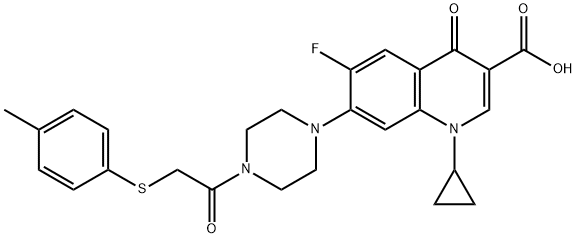 3-Quinolinecarboxylic acid, 1-cyclopropyl-6-fluoro-1,4-dihydro-7-[4-[2-[(4-Methylphenyl)thio]acetyl]-1-piperazinyl]-4-oxo-|