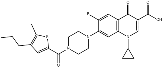 3-Quinolinecarboxylic acid, 1-cyclopropyl-6-fluoro-1,4-dihydro-7-[4-[(5-Methyl-4-propyl-2-thienyl)carbonyl]-1-piperazinyl]-4-oxo- Structure