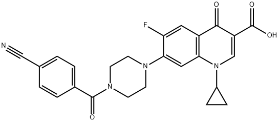 3-Quinolinecarboxylic acid, 7-[4-(4-cyanobenzoyl)-1-piperazinyl]-1-cyclopropyl-6-fluoro-1,4-dihydro-4-oxo- Structure
