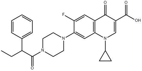 3-Quinolinecarboxylic acid, 1-cyclopropyl-6-fluoro-1,4-dihydro-4-oxo-7-[4-(1-oxo-2-phenylbutyl)-1-piperazinyl]- 结构式