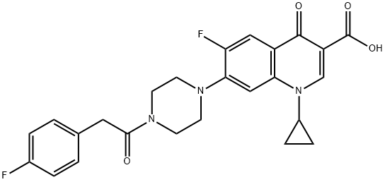 3-Quinolinecarboxylic acid, 1-cyclopropyl-6-fluoro-7-[4-[2-(4-fluorophenyl)acetyl]-1-piperazinyl]-1,4-dihydro-4-oxo- Struktur