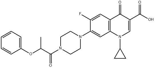 3-Quinolinecarboxylic acid, 1-cyclopropyl-6-fluoro-1,4-dihydro-4-oxo-7-[4-(1-oxo-2-phenoxypropyl)-1-piperazinyl]-,1054129-59-7,结构式