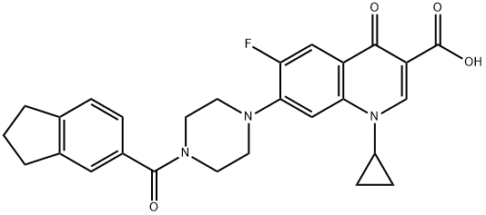 3-Quinolinecarboxylic acid, 1-cyclopropyl-7-[4-[(2,3-dihydro-1H-inden-5-yl)carbonyl]-1-piperazinyl]-6-fluoro-1,4-dihydro-4-oxo-|1-环丙基-7-[4-[(2,3-二氢-1H-茚-5-基)羰基]-1-哌嗪基]-6-氟-1,4-二氢-4-氧代-3-喹啉甲酸