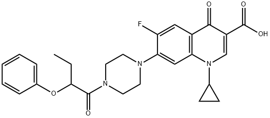 3-Quinolinecarboxylic acid, 1-cyclopropyl-6-fluoro-1,4-dihydro-4-oxo-7-[4-(1-oxo-2-phenoxybutyl)-1-piperazinyl]-,1054130-23-2,结构式