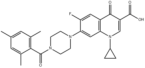3-Quinolinecarboxylic acid, 1-cyclopropyl-6-fluoro-1,4-dihydro-4-oxo-7-[4-(2,4,6-triMethylbenzoyl)-1-piperazinyl]-,1054130-38-9,结构式