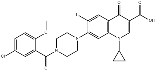 3-Quinolinecarboxylic acid, 7-[4-(5-chloro-2-Methoxybenzoyl)-1-piperazinyl]-1-cyclopropyl-6-fluoro-1,4-dihydro-4-oxo- Structure
