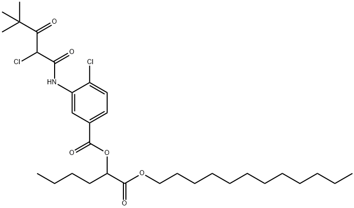 3-(2-Chloro-4,4-dimethyl-3-oxovalerylamino)-4-chlorobenzoic acid 1-(dodecyloxycarbonyl)pentyl ester Structure