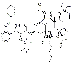 (αR,βS)-β-(BenzoylaMino)-α-tert-butyl(diMethyl)silyloxy-benzenepropanoic Acid (2aR,4S,4aS,6R,9S,11S,12S,12aR,12bS)-6,12b-Bis(acetyloxy)-2a,3,4,4a,5,6,9,10,11,12,12a,12b-dodecahydro-4-triethylsilyloxy-11-hydroxy-4a,8,13,13-tetraMethyl-5-oxo-12-[(1-oxopentyl)oxy]-7,11-Methano-1H-cyclodeca[3,4]benz[1,2-b]oxet-9-yl ester Struktur