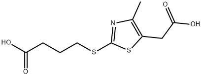 2-[(3-カルボキシプロピル)チオ]-4-メチル-5-チアゾール酢酸 化学構造式