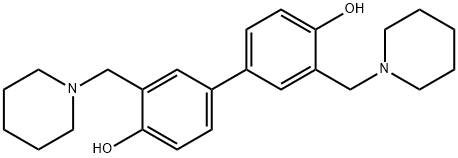 4,4'-Biphenyldiol, 3,3'-bis(piperidinomethyl)- Structure