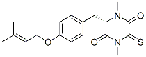 [3S,(-)]-3-[p-[(3-メチル-2-ブテニル)オキシ]ベンジル]-1,4-ジメチル-6-チオキソピペラジン-2,5-ジオン 化学構造式