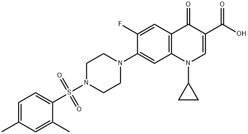 3-Quinolinecarboxylic acid, 1-cyclopropyl-7-[4-[(2,4-diMethylphenyl)sulfonyl]-1-piperazinyl]-6-fluoro-1,4-dihydro-4-oxo- Structure
