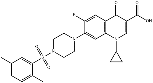 3-Quinolinecarboxylic acid, 1-cyclopropyl-7-[4-[(2,5-diMethylphenyl)sulfonyl]-1-piperazinyl]-6-fluoro-1,4-dihydro-4-oxo- Structure