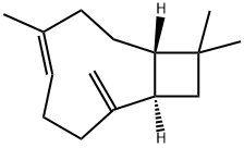 (1S,4E,9R)-4,11,11-トリメチル-8-メチレンビシクロ[7.2.0]ウンデカ-4-エン 化学構造式