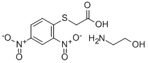 ((2,4-Dinitrophenyl)thio)acetic acid 2-aminoethanol (1:1) 化学構造式