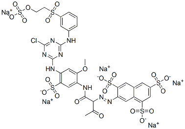 7-[1-[N-[4-[4-Chloro-6-[3-[2-(sulfooxy)ethylsulfonyl]anilino]-1,3,5-triazin-2-ylamino]-2-methoxy-5-sulfophenyl]carbamoyl]-2-oxopropylazo]-1,3,6-naphthalenetrisulfonic acid pentasodium salt|