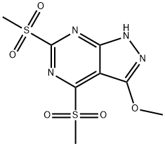 3-甲氧基-4,6-双(甲基磺酰基)-1H-吡唑并[3,4-D]嘧啶,1061346-75-5,结构式
