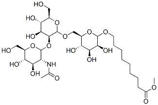 8-methoxycarbonyloctyl 6-O-(2-O-(2-acetamido-2-deoxyglucopyranosyl)mannopyranosyl)mannopyranoside 化学構造式