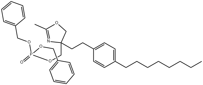 磷酸[4,5-二氢-2-甲基-4-[2-(4-辛基苯基)乙基]-4-恶唑基]甲基酯 二(苄基)酯 结构式