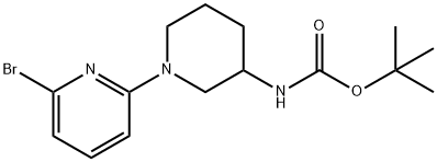 (6'-BroMo-3,4,5,6-tetrahydro-2H-[1,2']bipyridinyl-3-yl)-carbaMic acid tert-butyl ester, 98+% C15H22BrN3O2, MW: 356.27 化学構造式
