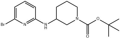 3-(6-BroMo-pyridin-2-ylaMino)-piperidine-1-carboxylic acid tert-butyl ester, 98+% C15H22BrN3O2, MW: 356.27 化学構造式