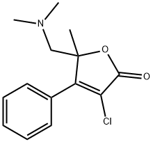 3-chloro-5-(dimethylaminomethyl)-5-methyl-4-phenyl-furan-2-one 结构式