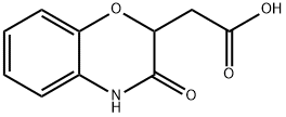 3,4-ジヒドロ-3-オキソ-2H-1,4-ベンゾオキサジン-2-イル酢酸 化学構造式