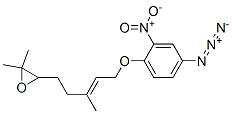 Oxirane, 3-[5-(4-azido-2-nitrophenoxy)-3-methyl-3-pentenyl]-2,2-dimeth yl-, (E)-.+/-.- Struktur