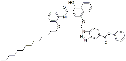 1-[[[4-ヒドロキシ-3-[[[2-(テトラデシルオキシ)フェニル]アミノ]カルボニル]-1-ナフタレニル]オキシ]メチル]-1H-ベンゾトリアゾール-5-カルボン酸フェニル 化学構造式