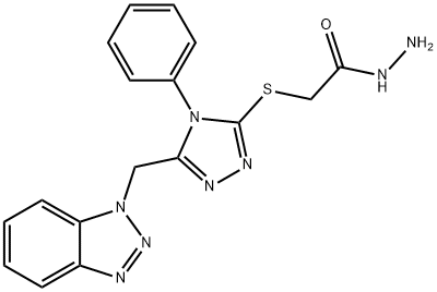 2-{[5-(1H-1,2,3-benzotriazol-1-ylmethyl)-4-phenyl-4H-1,2,4-triazol-3-yl]thio}acetohydrazide 结构式