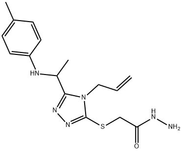 2-((4-烯丙基-5-(1-(对甲苯基氨基)乙基)-4H-1,2,4-三唑-3-基)硫代)乙酰肼, 1071296-39-3, 结构式