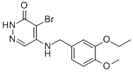 4-ブロモ-5-[[(3-エトキシ-4-メトキシフェニル)メチル]アミノ]ピリダジン-3(2H)-オン 化学構造式