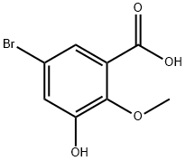 5-Bromo-3-hydroxy-2-methoxybenzoic acid 化学構造式