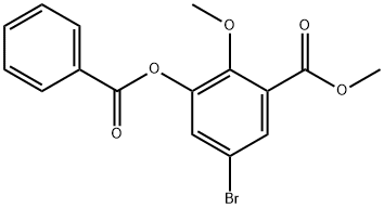 3-(苯甲酰氧基)-5-溴-2-甲氧基苯甲酸甲酯, 107189-09-3, 结构式