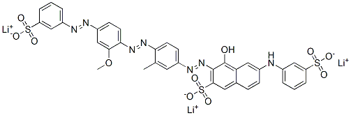 4-ヒドロキシ-6-(3-スルホアニリノ)-3-[3-メチル-4-[2-メトキシ-4-(3-スルホフェニルアゾ)フェニルアゾ]フェニルアゾ]ナフタレン-2-スルホン酸トリリチウム 化学構造式