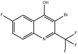 3-BROMO-6-FLUORO-2-(TRIFLUOROMETHYL)QUINOLIN-4-OL 化学構造式