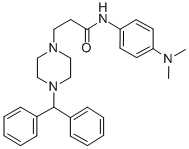 1-Piperazinepropanamide, N-(4-(dimethylamino)phenyl)-4-(diphenylmethyl )- 化学構造式