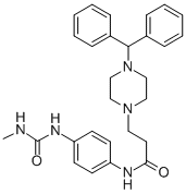 1-Piperazinepropanamide, 4-(diphenylmethyl)-N-(4-(((methylamino)carbon yl)amino)phenyl)- Structure