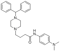 1-Piperazinebutanamide, N-(4-(dimethylamino)phenyl)-4-(diphenylmethyl) - 化学構造式