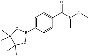 1-(N-メトキシ-N-メチルカルバモイル)-4-(4,4,5,5-テトラメチル-1,3,2-ジオキサボロラン-2-イル)ベンゼン 化学構造式
