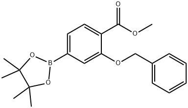 3-ベンジルオキシ-4-メトキシカルボニルフェニルボロン酸, ピナコールエステル 化学構造式