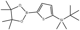 2-(T-ブチルジメチルシリル)チオフェン-5-ボロン酸ピナコールエステル 化学構造式