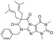 Pyrimido[2,1-f]purine-2,4,6,8(1H,3H,7H,9H)-tetrone,  1,3-dimethyl-7,7-bis(3-methyl-2-butenyl)-9-(phenylmethyl)-  (9CI)|